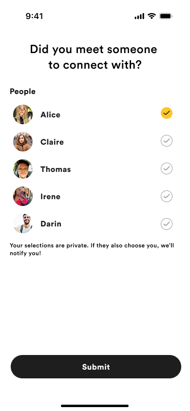 Select who to reconnect with
