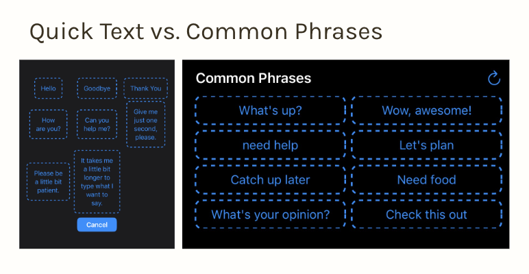 Quick Text vs Common Phrases