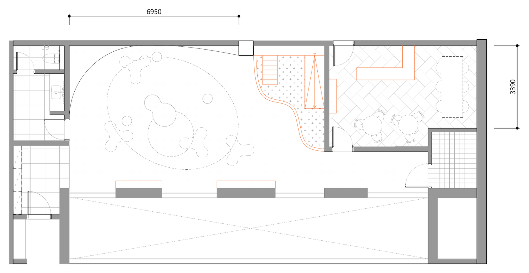 AutoCAD floor plan of the resort kids' zone