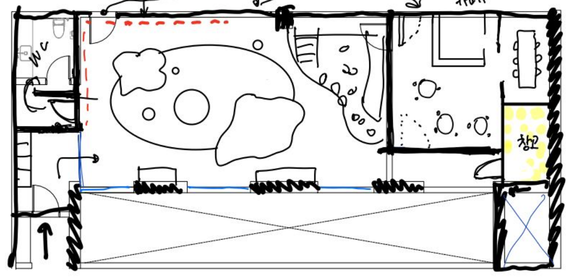 Hand sketch of the unified floor plan